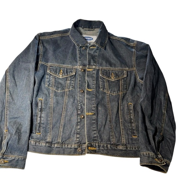 Old Navy Men’s Medium Blue Trucker Heavyweight Metal Buttons Denim Jean Jacket - Picture 2 of 5
